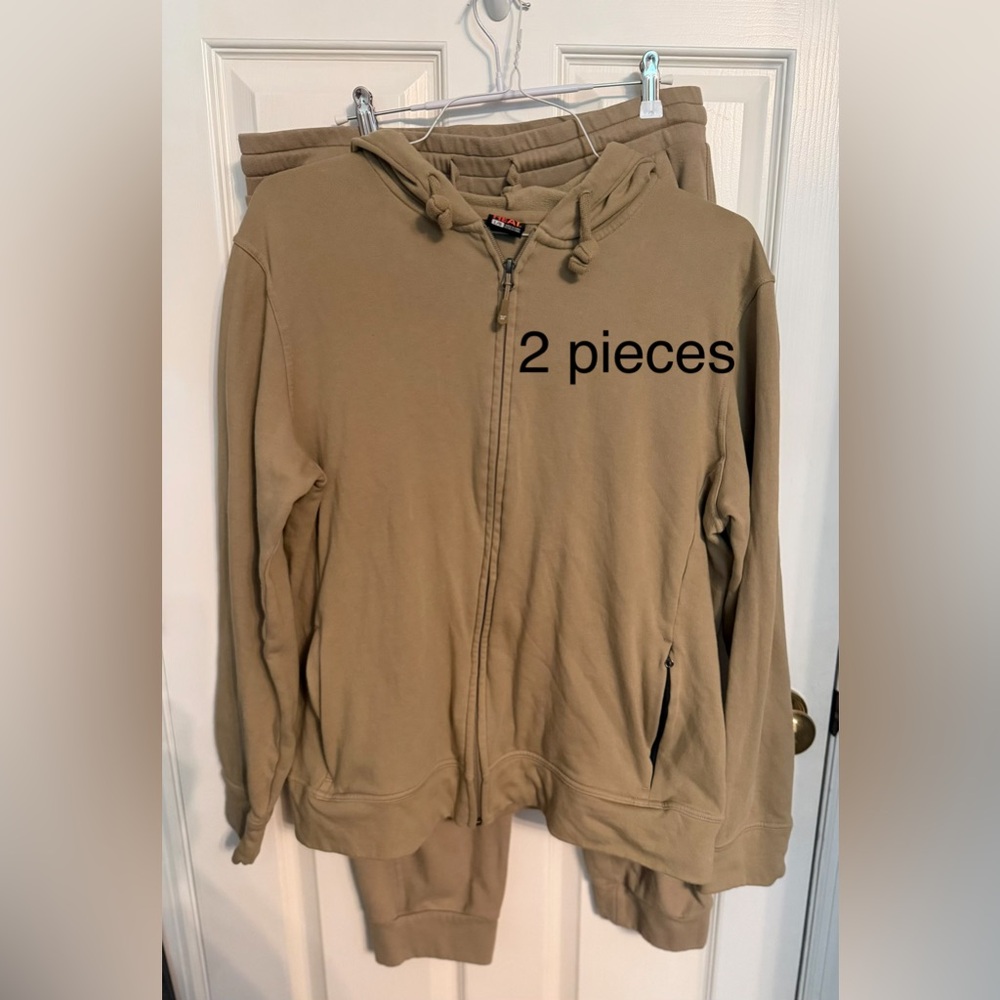 32 Degrees Men's Hoodie & Sweatpants Set - Tan, size L/G